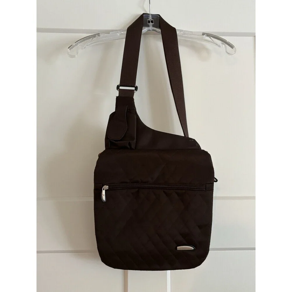 Brown Anti-Theft Travelon Crossbody Bag Purse Handbag Travel Bag 2 Piece